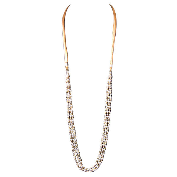 Damen Perlenkette gold weiß silber Perlen Brass Kette Baumwolle nickelfrei