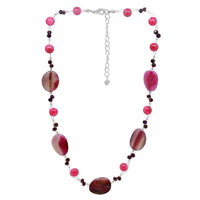 Load image into Gallery viewer, Glitzer Kette pink violett Achat Perlen Steine oval Kristall nickelfrei 42-48 cm Karabiner
