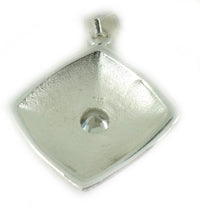 Load image into Gallery viewer, Silberanhänger weiß Zirkonia Raute Muster gewölbt 925er Sterling Silber Glitzer Anhänger Damen
