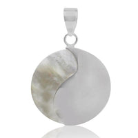 Load image into Gallery viewer, Perlmutt rund Yin Yang weiß Anhänger Muschel Silberanhänger 925er Silber Damen Schmuck

