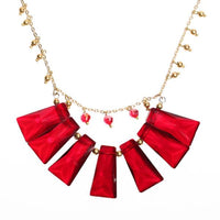 Cargar imagen en el visor de la galería, Glasperlen Kette rot Perlen Brass Glaskristall Trapez 65 cm zweilagig gold nickelfrei Karabiner
