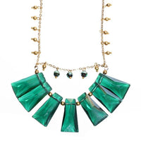 Cargar imagen en el visor de la galería, Glasperlen Kette türkis Perlen Brass Glaskristall Trapez 65 cm zweilagig gold nickelfrei Karabiner
