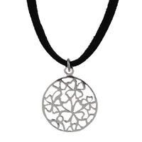 Load image into Gallery viewer, Brass Kette 43 cm Anhänger filigran Blumen 20 mm Karabiner verstellbar Lederband
