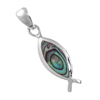 Load image into Gallery viewer, Perlmuttanhänger Paua Fisch bunt 20 mm 925er Sterling Silber Ohrringe Abalone
