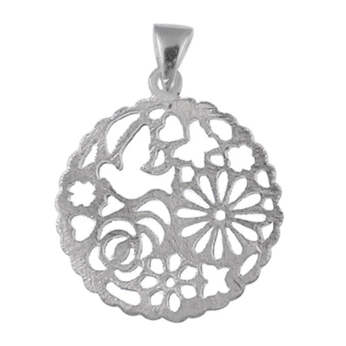Anhänger Schmetterlinge Vogel Blumen matt Sterling Silber 925 Silberanhänger Damen Schmuck Kette