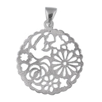 Load image into Gallery viewer, Anhänger Schmetterlinge Vogel Blumen matt Sterling Silber 925 Silberanhänger Damen Schmuck Kette

