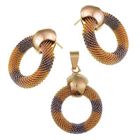 Cargar imagen en el visor de la galería, Brass Schmuck Set Ohrringe Anhänger Damen nickelfrei oval
