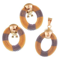 Cargar imagen en el visor de la galería, Brass Schmuck Set Ohrringe Anhänger Damen nickelfrei rund
