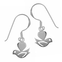 Cargar imagen en el visor de la galería, Silberschmuckset Vogel Herz Kreis 925 Sterling Silber Damen Schmuck Set Anhänger Ohrringe
