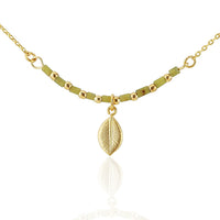 Cargar imagen en el visor de la galería, Set Kette Armband 18 karat vergoldet Perlen länglich Blatt grün nickelfrei Charm Anhänger
