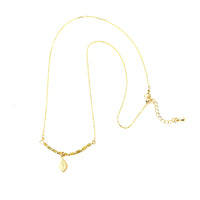 Cargar imagen en el visor de la galería, Set Kette Armband 18 karat vergoldet Perlen länglich Blatt grün nickelfrei Charm Anhänger
