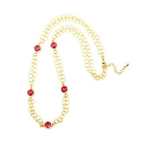 Load image into Gallery viewer, Kette 18 karat vergoldet zweilagig Glaskristall rosa filigrane Ringe nickelfrei Karabiner
