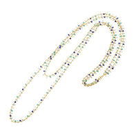 Load image into Gallery viewer, Kette 18 karat vergoldet zweilagig Glasperlen blau Querstreben nickelfrei Karabiner
