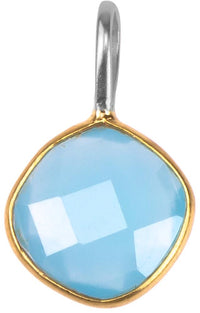 Load image into Gallery viewer, Silberanhänger vergoldet Raute Stein Calcit hellblau facettiert 925 Sterling Silber Anhänger
