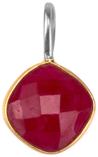 Load image into Gallery viewer, Silberanhänger vergoldet Raute Stein Rubin rot facettiert 925 Sterling Silber Anhänger
