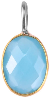 Load image into Gallery viewer, Silberanhänger vergoldet oval Stein Calcit hellblau facettiert 925 Sterling Silber Anhänger
