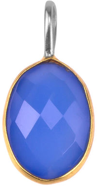 Load image into Gallery viewer, Silberanhänger vergoldet oval Stein Calcit blau facettiert 925 Sterling Silber Anhänger
