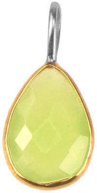 Load image into Gallery viewer, Silberanhänger vergoldet Tropfen Stein Calcit hellgrün facettiert 925 Sterling Silber Anhänger
