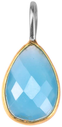 Load image into Gallery viewer, Silberanhänger vergoldet Tropfen Stein Calcit hellblau facettiert 925 Sterling Silber Anhänger
