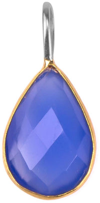 Load image into Gallery viewer, Silberanhänger vergoldet Tropfen Stein Calcit blau facettiert 925 Sterling Silber Anhänger
