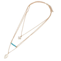 Load image into Gallery viewer, Brass Kette goldfarben dreiteilig Steine türkis Blume Blatt klein ca. 55cm Länge
