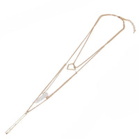 Load image into Gallery viewer, Brass Kette goldfarben dreiteilig Form Geometrisch Rechteck weißer Stein ca. 46cm Länge
