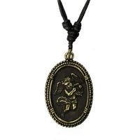 Cargar imagen en el visor de la galería, Baumwolle Kette schwarz Anhänger Amulett Pray for us Brass antik golden
