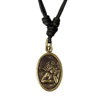 Cargar imagen en el visor de la galería, Baumwolle Kette schwarz Anhänger oval Engel Pray for us Brass antik golden
