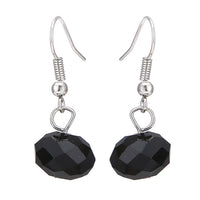 Load image into Gallery viewer, Schmuckset Damen Kette schwarz Steine Ohrringe Perlen rund 50 cm Karabiner

