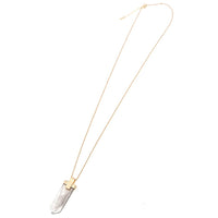 Load image into Gallery viewer, Brass Kette goldfarben fein Anhänger Stein grau Farbverlauf Rechteck mit Spitze Länge ca 45 cm
