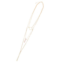 Cargar imagen en el visor de la galería, Brass Kette goldfarben fein Anhänger 3-Teilig geometrisch Stein weiß ca 45 cm
