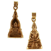 Load image into Gallery viewer, Messing Anhänger Buddha Schneidersitz plastisch beidseitig Kette Tribal antik
