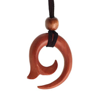 Load image into Gallery viewer, Kette Holz verzweigte Spirale Ornament Anhänger mittelbraun Lederband verstellbar Holzperle
