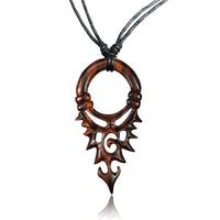 Load image into Gallery viewer, Holzkette Bogen Zackenmuster Holz gemasert Sonoholz Baumwolle Unisex verstellbar
