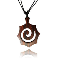 Load image into Gallery viewer, Kette Sono Holz Spirale spitz Wabe braun Anhänger 65 mm verstellbar Baumwolle
