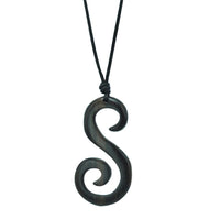 Load image into Gallery viewer, Kette, Braun, aus Sono Holz, S-förmiger-Anhänger, ca.5x2,8cm, verstellbare Baumwollkette
