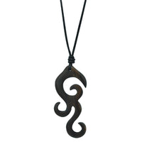 Load image into Gallery viewer, Kette, Braun, aus Sono Holz, fantasievoller Anhänger, 5,6x2,4cm, verstellbare Baumwollkette
