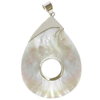 Load image into Gallery viewer, tropfenförmiger Perlmutt-Anhänger,Damenanhänger mit 925er Sterlingsilber verziert und Loch in der Mitte
