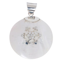 Load image into Gallery viewer, Perlmutt-Anhänger, kreisrunder Damenanhänger aus 925er Sterlingsilber mit Perlmutt und Silberverzierung, ca. 35mm Ø
