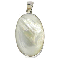 Load image into Gallery viewer, Perlmutt Muschel Anhänger Silberanhänger 925er Sterling Silber Damen Schmuck massiv oval
