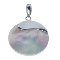 Load image into Gallery viewer, Perlmutt-Anhänger, kreisrunder Damenanhänger aus 925er Sterlingsilber mit Perlmutt, ca. 26 mm Ø
