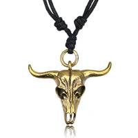 Load image into Gallery viewer, Kette Brass Baumwolle schwarz Anhänger Skull Schädel antik golden
