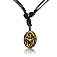 Load image into Gallery viewer, Kette Brass Baumwolle schwarz Anhänger Symbol antik golden
