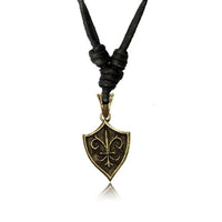 Load image into Gallery viewer, Kette Brass Baumwolle schwarz Anhänger Symbol antik golden
