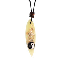 Load image into Gallery viewer, Surferkette Muschel Splitter Holz Resin Baumwolle verstellbar Yin Yang bunt

