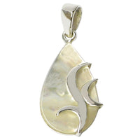 Load image into Gallery viewer, Perlmutt-Anhänger, tropfenförmiger Damenanhänger aus 925er Sterlingsilber und Perlmutt, mit Silberverzierung, ca. 20 x 13mm
