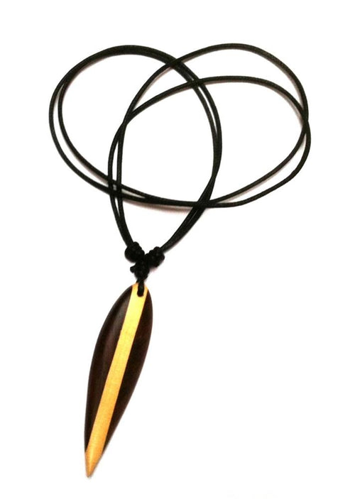 Surfer necklace, wooden necklace, Sono chain, wood, cotton, surfer style, surfboard, wooden pendant, unisex jewelry, dark, light