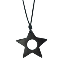 Load image into Gallery viewer, Kette, Braun, aus Sono Holz, sternenförmiger Anhänger, 4,5cm, verstellbare Baumwollkette
