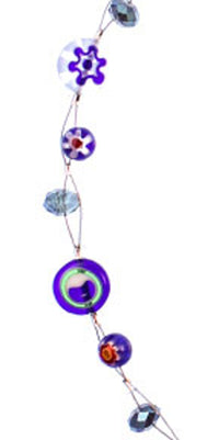 Cargar imagen en el visor de la galería, Muranoglas Glitzer Glasperlen blau bunt Perlen Scheiben Kette Damen Schmuck 42-50 cm verstellbar
