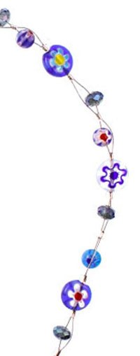 Cargar imagen en el visor de la galería, Muranoglas Glitzer Glasperlen blau bunt Perlen Scheiben Kette Damen Schmuck 42-50 cm verstellbar
